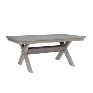 Pemberly Row X-Shaped Traditional Wood Dining Table in Weathered Gray
