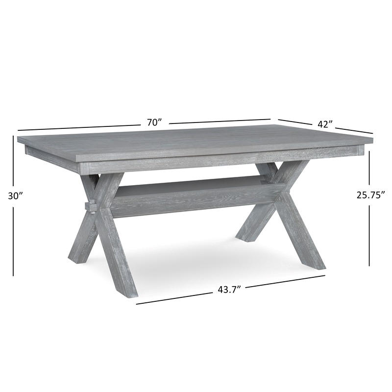 Pemberly Row X-Shaped Traditional Wood Dining Table in Weathered Gray