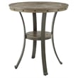 Pemberly Row Transitional Metal and Wood Pub Table in Pewter