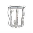 Pemberley Row Aluminum and Glass Silver Table Round Hand Crafted 20