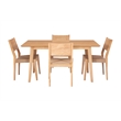 Pemberly Row Modern Five Piece Wood Dining Set in Natural Brown