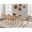 Pemberly Row Modern Five Piece Wood Dining Set in Natural Brown