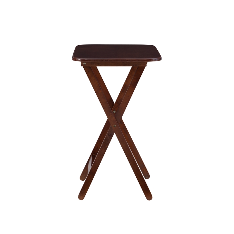 Pemberly Row Transitional Solid Wood Tray Tables in Dark Cherry