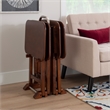 Pemberly Row Transitional Solid Wood Tray Tables in Dark Cherry
