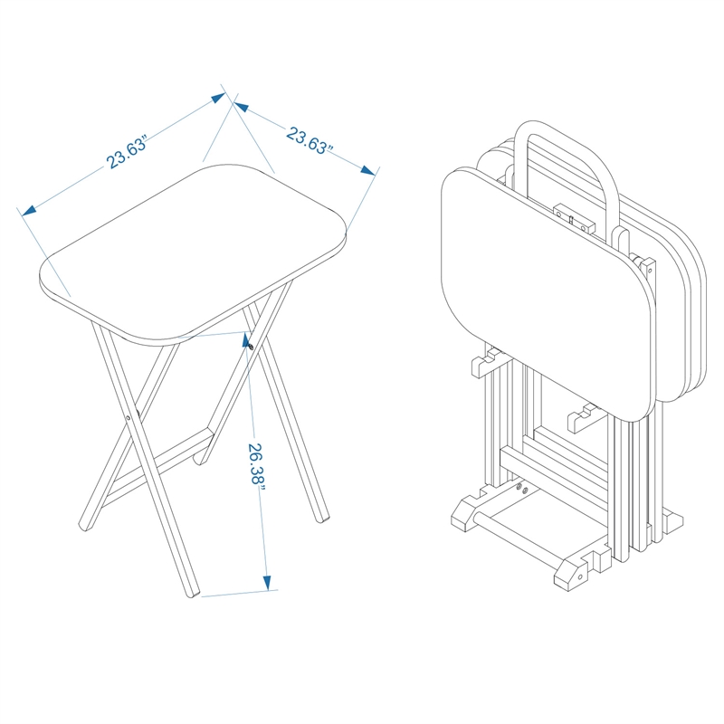 Pemberly Row Transitional Solid Wood Tray Tables in Dark Cherry