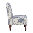 Pemberly Row Upholstered Turtle Print Armless Fabric Accent Chair in Blue/Cream