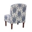 Pemberly Row Upholstered Turtle Print Armless Fabric Accent Chair in Blue/Cream