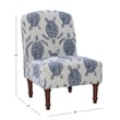 Pemberly Row Upholstered Turtle Print Armless Fabric Accent Chair in Blue/Cream