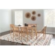 Pemberly Row Modern Seven Piece Wood Dining Set in Natural Brown