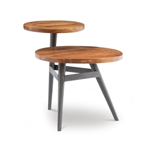 Pemberly Row Modern Two Tiered Metal Side Table in Gunmetal Gray