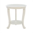 Pemberly Row Round Transitional Wood Side Table with Shelf in White Multi-Step