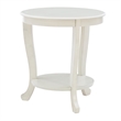 Pemberly Row Round Transitional Wood Side Table with Shelf in White Multi-Step