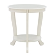 Pemberly Row Round Transitional Wood Side Table with Shelf in White Multi-Step