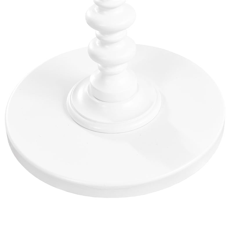 Pemberly Row Traditional Round Spindle Wood Accent Table in White