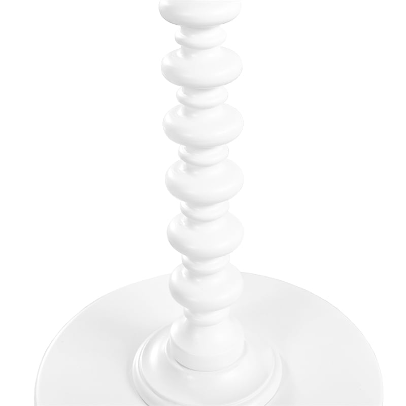 Pemberly Row Traditional Round Spindle Wood Accent Table in White