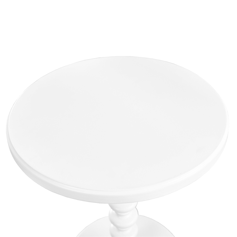 Pemberly Row Traditional Round Spindle Wood Accent Table in White