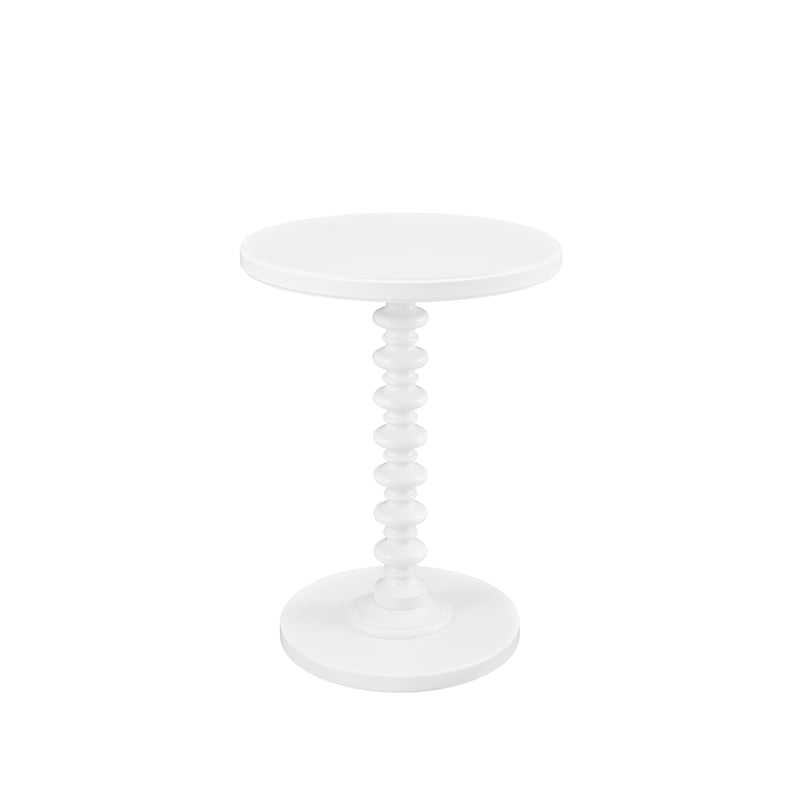 Pemberly Row Traditional Round Spindle Wood Accent Table in White