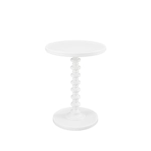 Pemberly Row Traditional Round Spindle Wood Accent Table in White