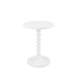 Pemberly Row Traditional Round Spindle Wood Accent Table in White