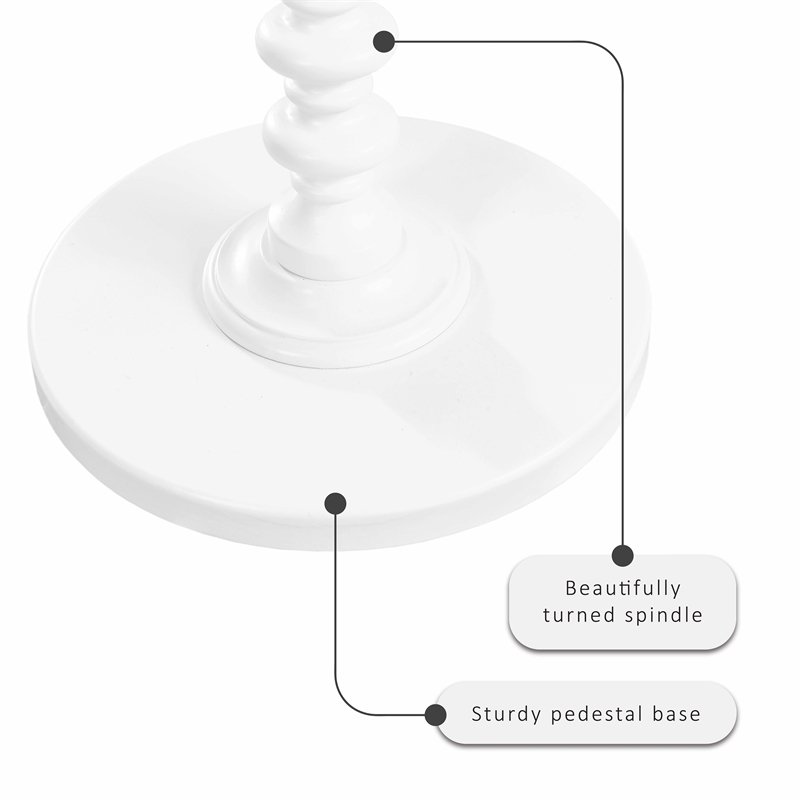 Pemberly Row Traditional Round Spindle Wood Accent Table in White