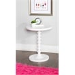 Pemberly Row Traditional Round Spindle Wood Accent Table in White