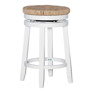 Pemberly Row 25.5&quot Transitional Wood Swivel Counter Stool in White/Natural