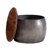 Pemberly Row Transitional Metal Drum Table with Storage in Pewter