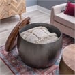 Pemberly Row Transitional Metal Drum Table with Storage in Pewter