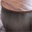 Pemberly Row Transitional Metal Drum Table with Storage in Pewter