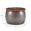 Pemberly Row Transitional Metal Drum Table with Storage in Pewter