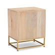 Pemberly Row 2-Drawer Transitional Wood/Metal Side Table in Natural/Gold