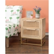 Pemberly Row 2-Drawer Transitional Wood/Metal Side Table in Natural/Gold