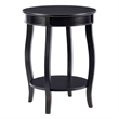 Pemberly Row Round Contemporary Wood End Table with Shelf in Black