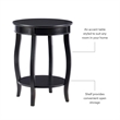 Pemberly Row Round Contemporary Wood End Table with Shelf in Black