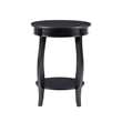 Pemberly Row Round Contemporary Wood End Table with Shelf in Black