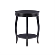 Pemberly Row Round Contemporary Wood End Table with Shelf in Black