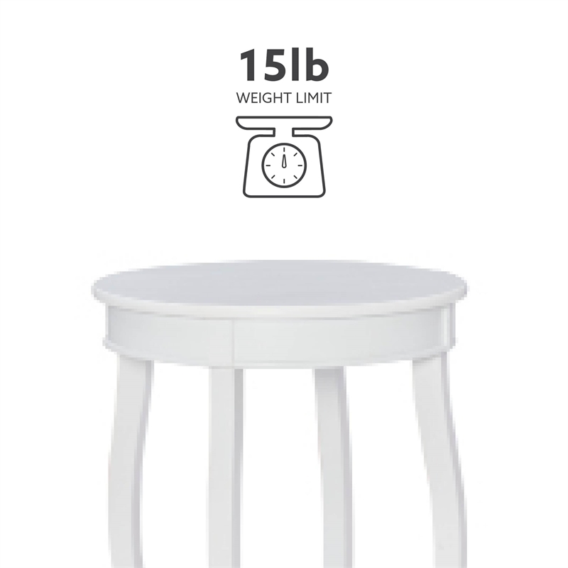 Pemberly Row Round Contemporary Wood End Table with Shelf in White