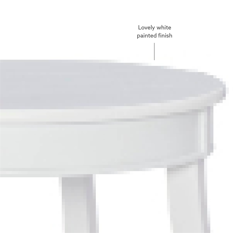 Pemberly Row Round Contemporary Wood End Table with Shelf in White
