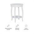 Pemberly Row Round Contemporary Wood End Table with Shelf in White