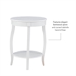 Pemberly Row Round Contemporary Wood End Table with Shelf in White