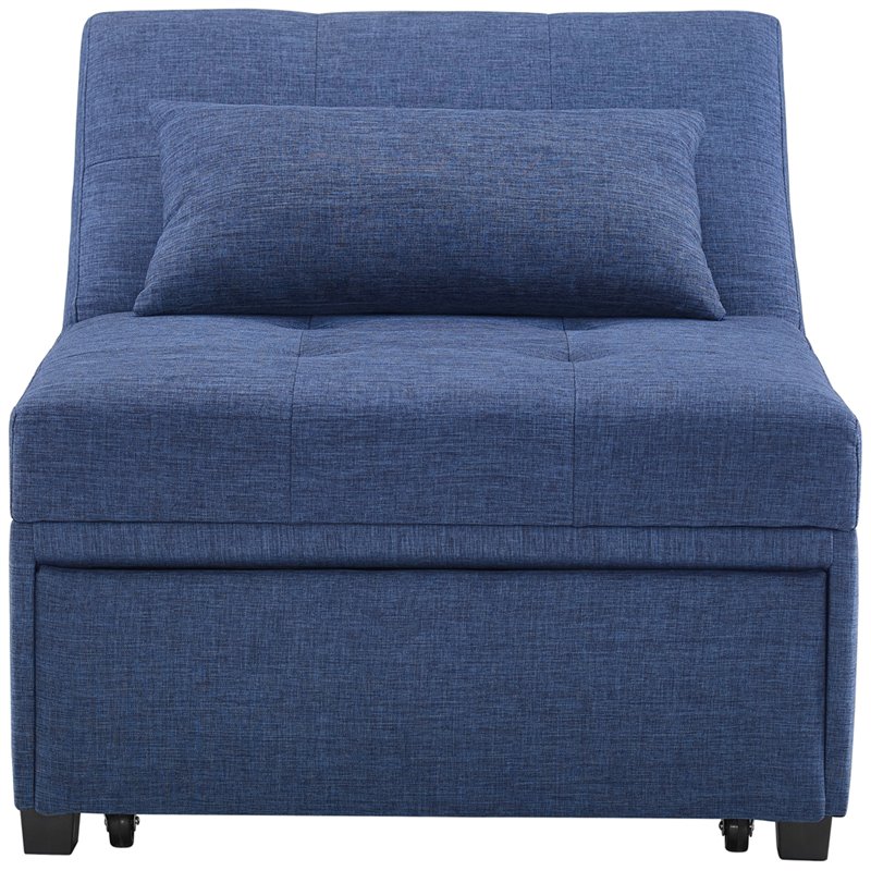 Pemberly Row Contemporary Microfiber Fabric Convertible Sofa Bed in Blue