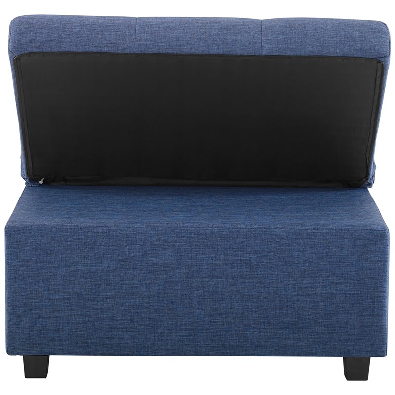 Pemberly Row Contemporary Microfiber Fabric Convertible Sofa Bed in Blue