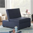 Pemberly Row Contemporary Microfiber Fabric Convertible Sofa Bed in Blue