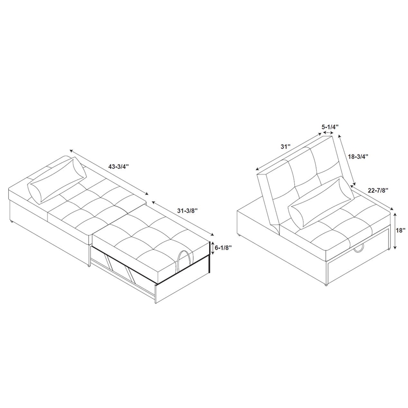 Pemberly Row Contemporary Microfiber Fabric Convertible Sofa Bed in Blue