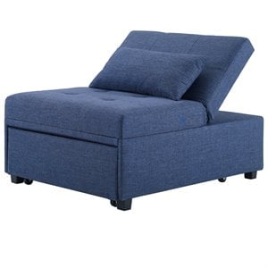 pemberly row transitional upholstered convertible sofa bed in blue
