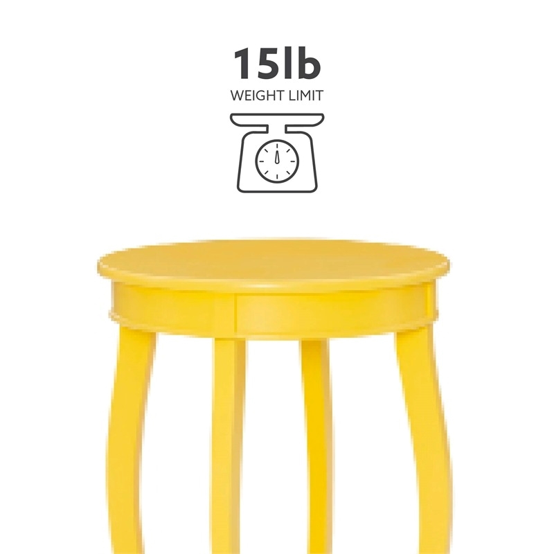 Pemberly Row Round Contemporary Wood End Table with Shelf in Yellow