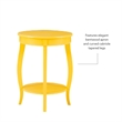 Pemberly Row Round Contemporary Wood End Table with Shelf in Yellow