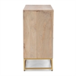 Pemberly Row 3-Drawer Transitional Wood/Metal Cabinet in Natural/Gold