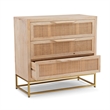 Pemberly Row 3-Drawer Transitional Wood/Metal Cabinet in Natural/Gold