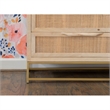 Pemberly Row 3-Drawer Transitional Wood/Metal Cabinet in Natural/Gold